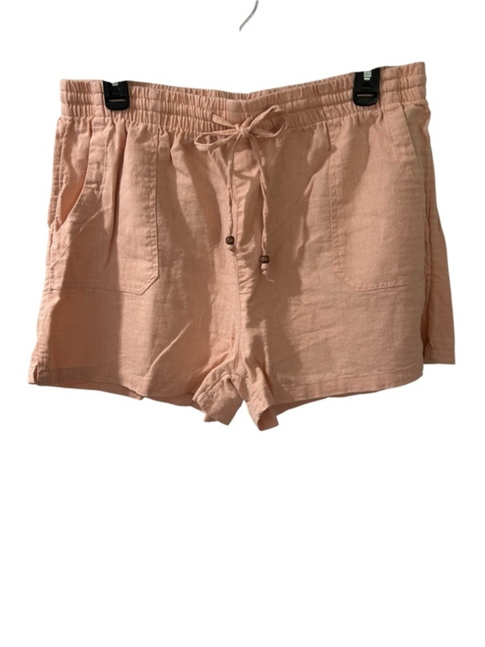 Blush Lightweight Linen Drawstring Waist Shorts - Picture 2 of 5